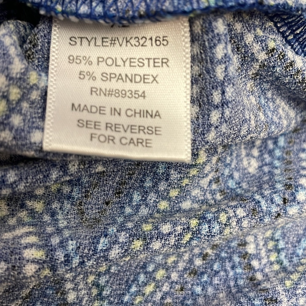 Adrienne Vittadini Blue, Green & White Print Sleeveless Ruched Blouse Size XL - Picture 11 of 12